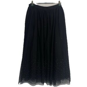 A‎ New Day Black Sparkle Tulle Elastic Waist Skirt Size L